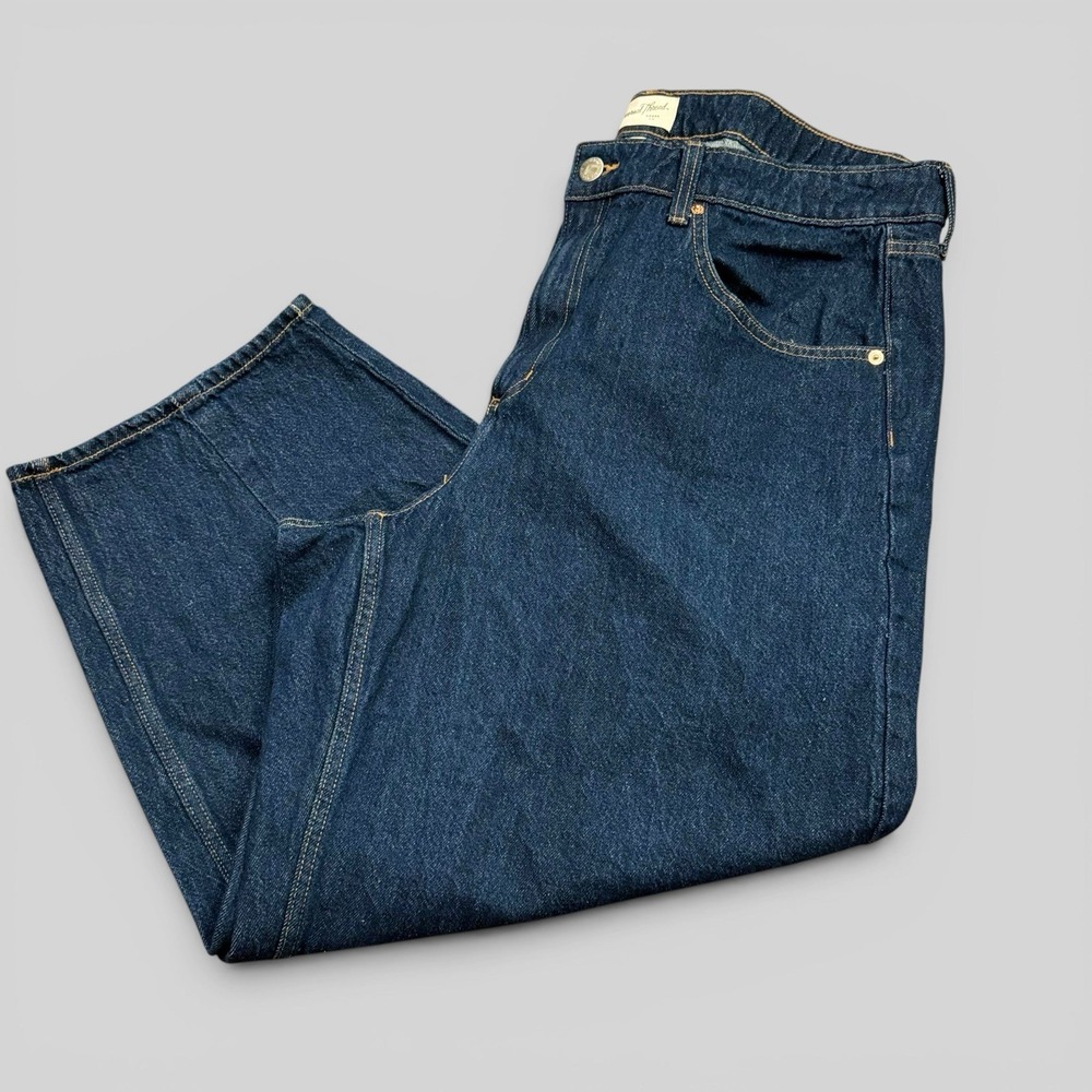 High Rise Easy Barrel Jeans Dark Wash Y2K 90s Baggy Wide Leg Denim Women's 17